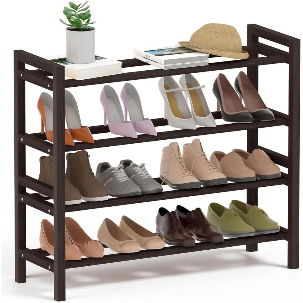 4-Tier Bamboo Shoe Rack Organizer with Smooth Rods and Handles for Entryway and Hallway (Brown)
4-Tier Bamboo Shoe Rack Organizer with Smooth Rods and Handles for Entryway and Hallway (Brown)