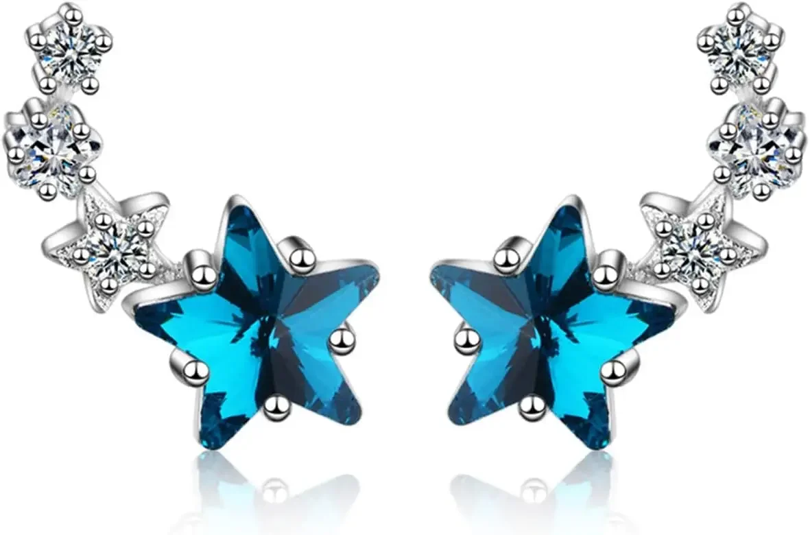 Trendy Silver Blue Climber Star Stud Earrings Hypoallergenic Cute Star Earrings for Women Wedding Party Jewelry Gift
Trendy Silver Blue Climber Star Stud Earrings Hypoallergenic Cute Star Earrings for Women Wedding Party Jewelry Gift
