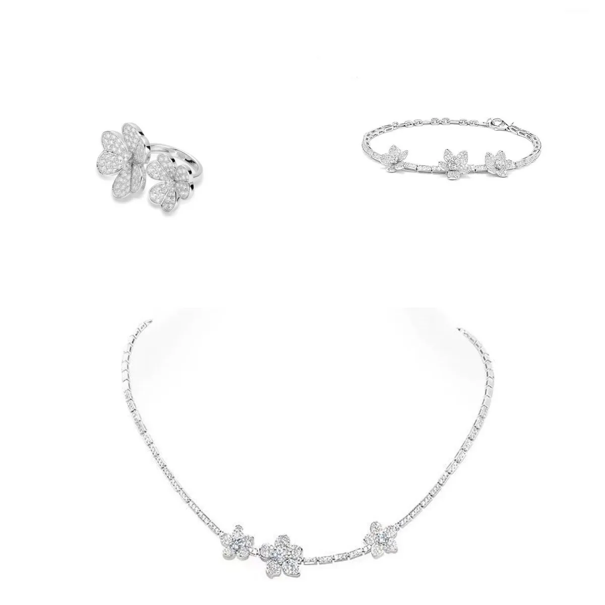 ZOCA Trendy Quality Hot Sale Pure 925 Sterling Silver Luxury Flower Ring/Necklace/Bracelet Full Set For Women Europe Jewelry
ZOCA Trendy Quality Hot Sale Pure 925 Sterling Silver Luxury Flower Ring/Necklace/Bracelet Full Set For Women Europe Jewelry