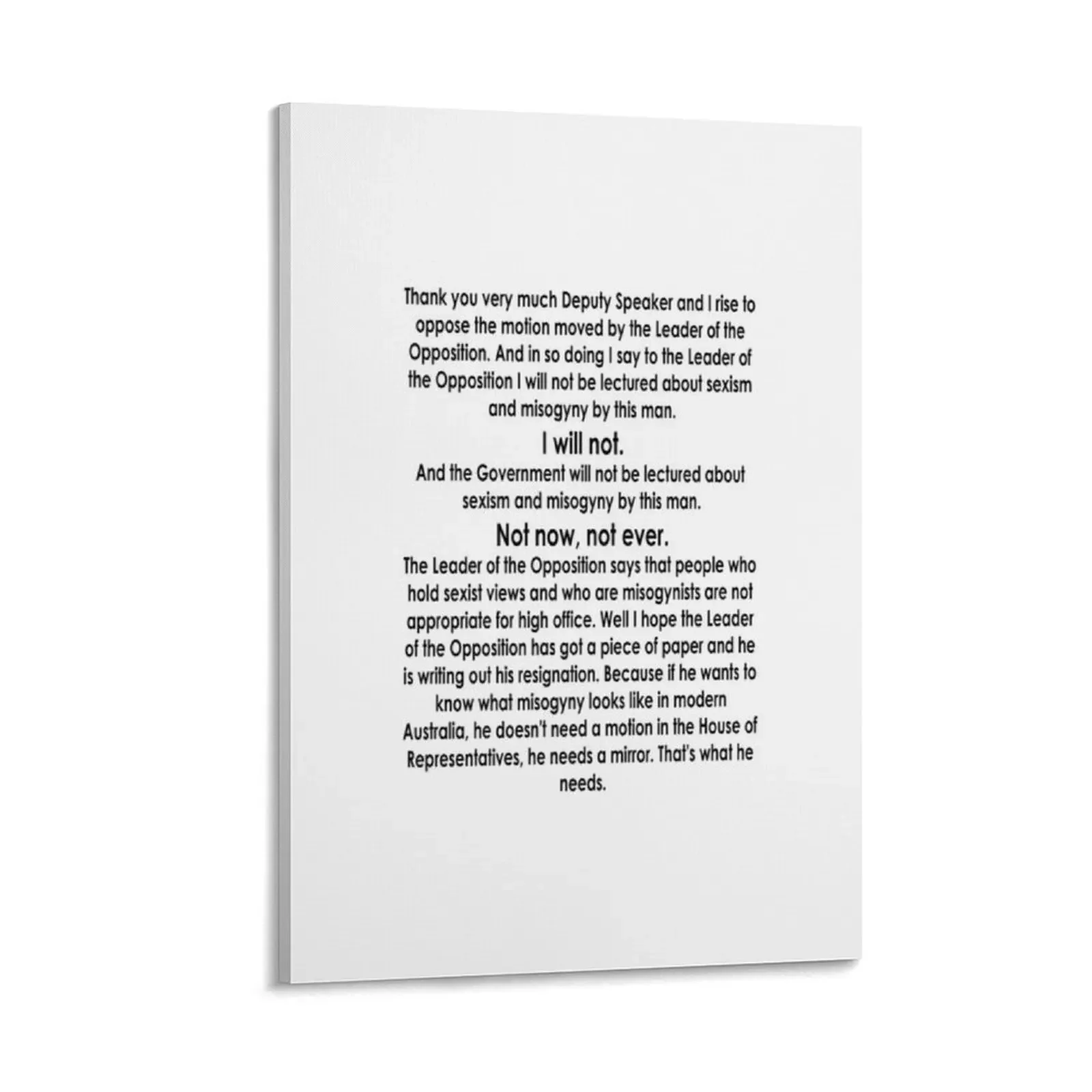 Julia Gillard Misogyny Speech Fitted Canvas Painting poster house decoration
Julia Gillard Misogyny Speech Fitted Canvas Painting poster house decoration
