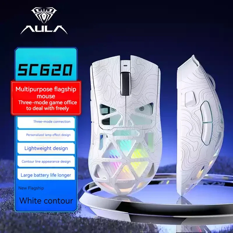Aula SC620 Wireless Gaming Mouse Hollow Design PAW3311 Buletooth 2.4G Wired RGB Lightweight Office Gaming Mouse for Laptop PC
Aula SC620 Wireless Gaming Mouse Hollow Design PAW3311 Buletooth 2.4G Wired RGB Lightweight Office Gaming Mouse for Laptop PC