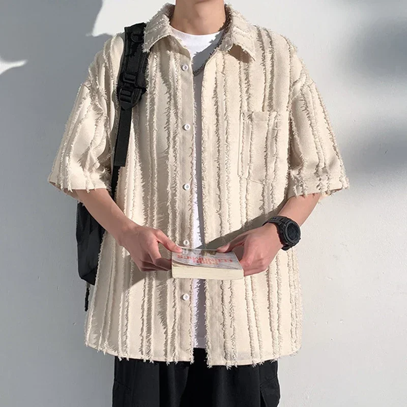 Stylish Mens Shirts Y2K Tassel Lapel Buttoned Short Sleeve Oversized Shirt Summer Men Fashion Solid Color Loose Cardigan Shirts
Stylish Mens Shirts Y2K Tassel Lapel Buttoned Short Sleeve Oversized Shirt Summer Men Fashion Solid Color Loose Cardigan Shirts
