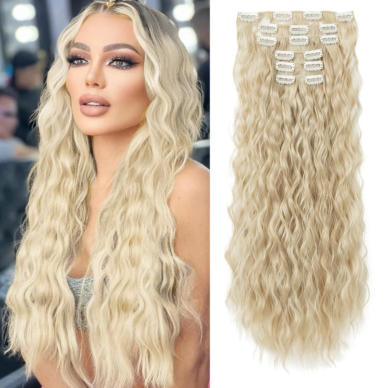 Clip In Hair Extensions 16 CLips 22 Inch Long Water Wave Hair Extension For Women Full Head Synthetic Hair Extensions Hairpieces
Clip In Hair Extensions 16 CLips 22 Inch Long Water Wave Hair Extension For Women Full Head Synthetic Hair Extensions Hairpieces