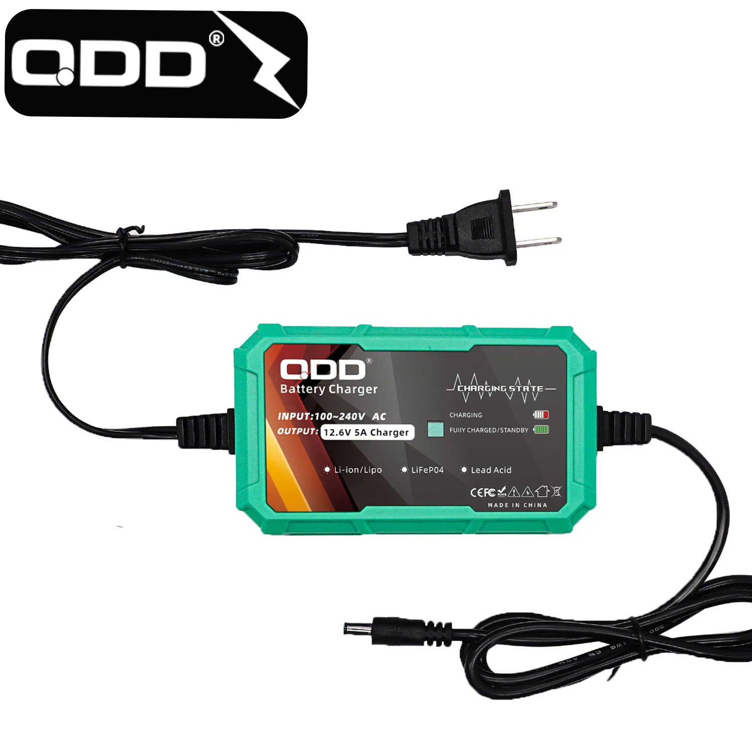 Зарядное устройство для литиевой батареи QDD 12,6 В 5 А для зарядного устройства для литий-ионной батареи 3S 11,1 В с разъемами
Зарядное устройство для литиевой батареи QDD 12,6 В 5 А для зарядного устройства для литий-ионной батареи 3S 11,1 В с разъемами