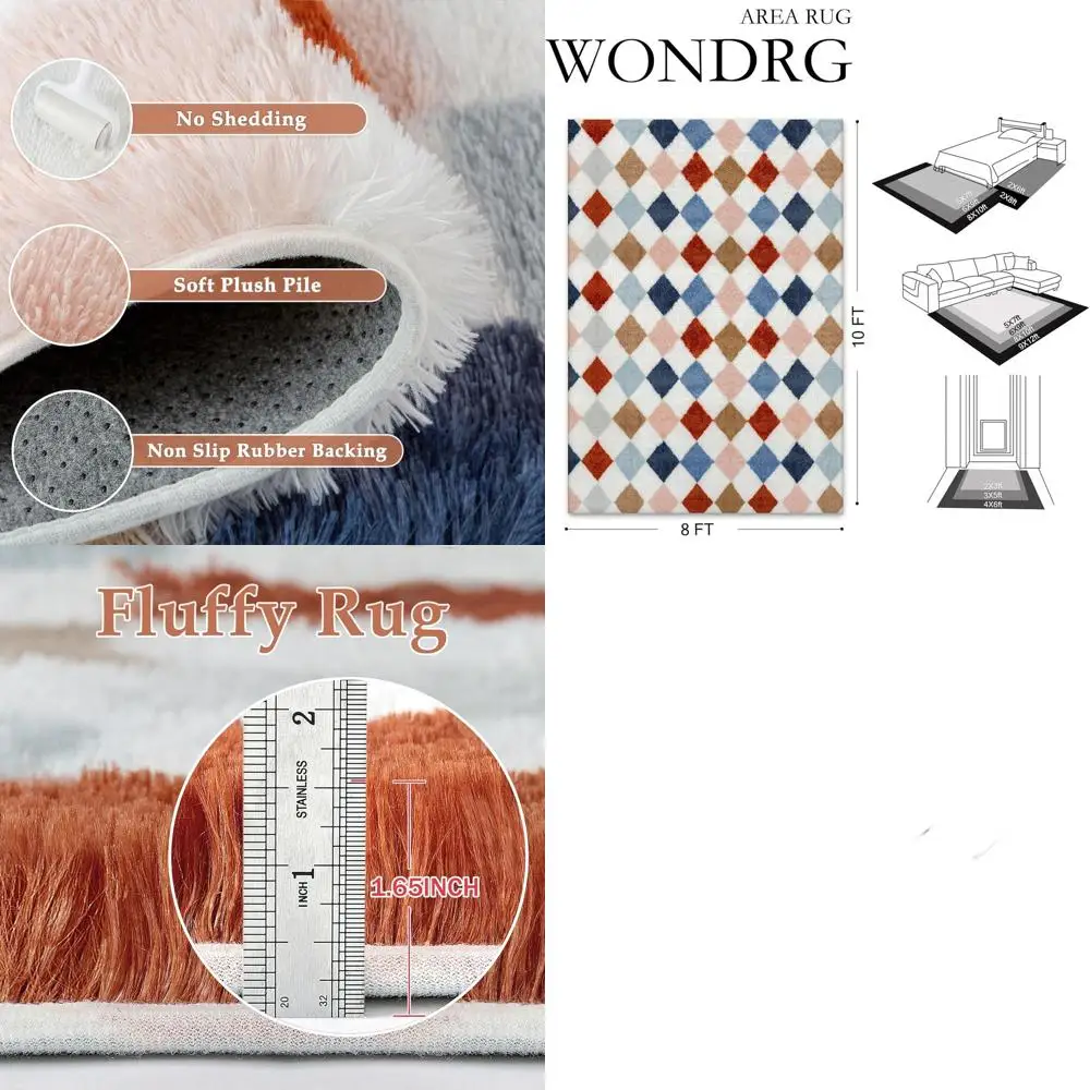 Colorful Plush Shag Rug, 8x10 for Living Room, Soft and Modern, High Pile, Non-Slip for Stylish Home Decor
Colorful Plush Shag Rug, 8x10 for Living Room, Soft and Modern, High Pile, Non-Slip for Stylish Home Decor