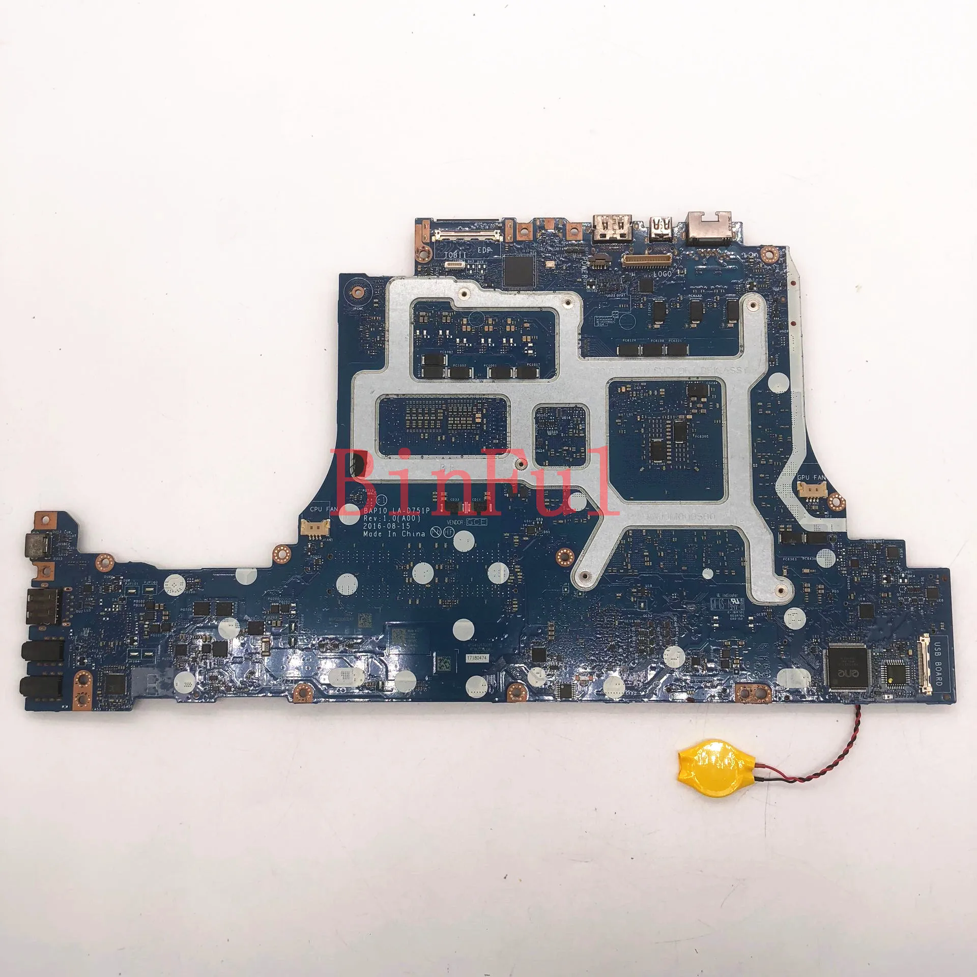 CN-00DGPC 00DGPC 0DGPC для DELL Alienware 17 R4 15 R3, материнская плата для ноутбука BAP10 LA-D751P с процессором I5-7300HQ GTX1060, 100% протестировано, ОК
CN-00DGPC 00DGPC 0DGPC для DELL Alienware 17 R4 15 R3, материнская плата для ноутбука BAP10 LA-D751P с процессором I5-7300HQ GTX1060, 100% протестировано, ОК