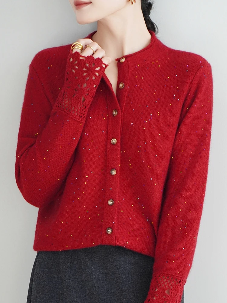 Женский вязаный кардиган с вышивкой бисером и цветочным узором, в стиле Miu Miu, французский стиль, мягкий, ажурный
Женский вязаный кардиган с вышивкой бисером и цветочным узором, в стиле Miu Miu, французский стиль, мягкий, ажурный