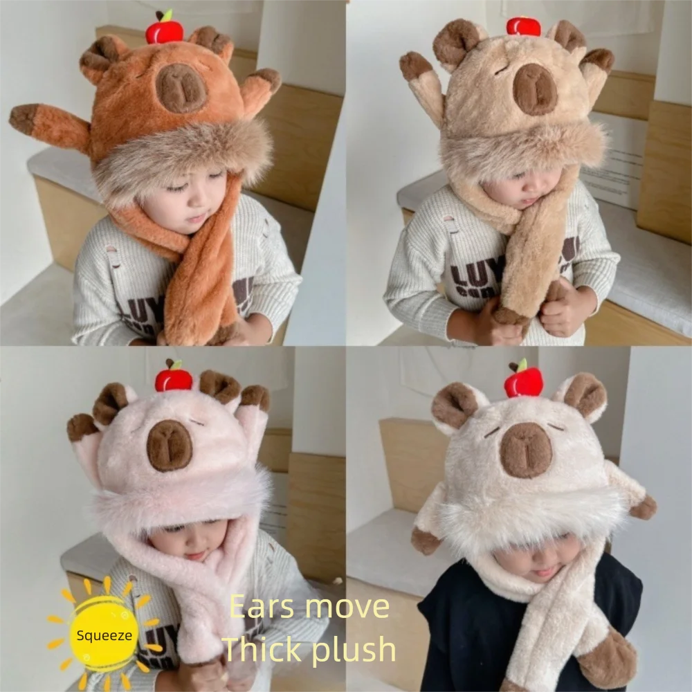 New Cute Capybara Warm Hat Windproof with Movable Ears Ear Protection Cap Cold Proof Hooded Hat Scarf Children
New Cute Capybara Warm Hat Windproof with Movable Ears Ear Protection Cap Cold Proof Hooded Hat Scarf Children