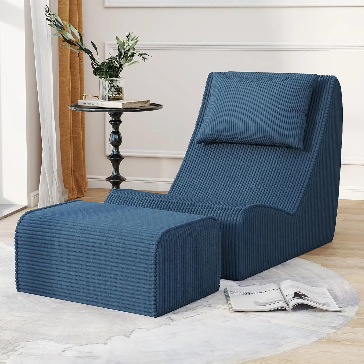 Giant Bean Bag Chair for Adults, Corduroy Chaise Lounge with Detachable Neck Pillow & Washable Cover, Royal Blue
Giant Bean Bag Chair for Adults, Corduroy Chaise Lounge with Detachable Neck Pillow & Washable Cover, Royal Blue