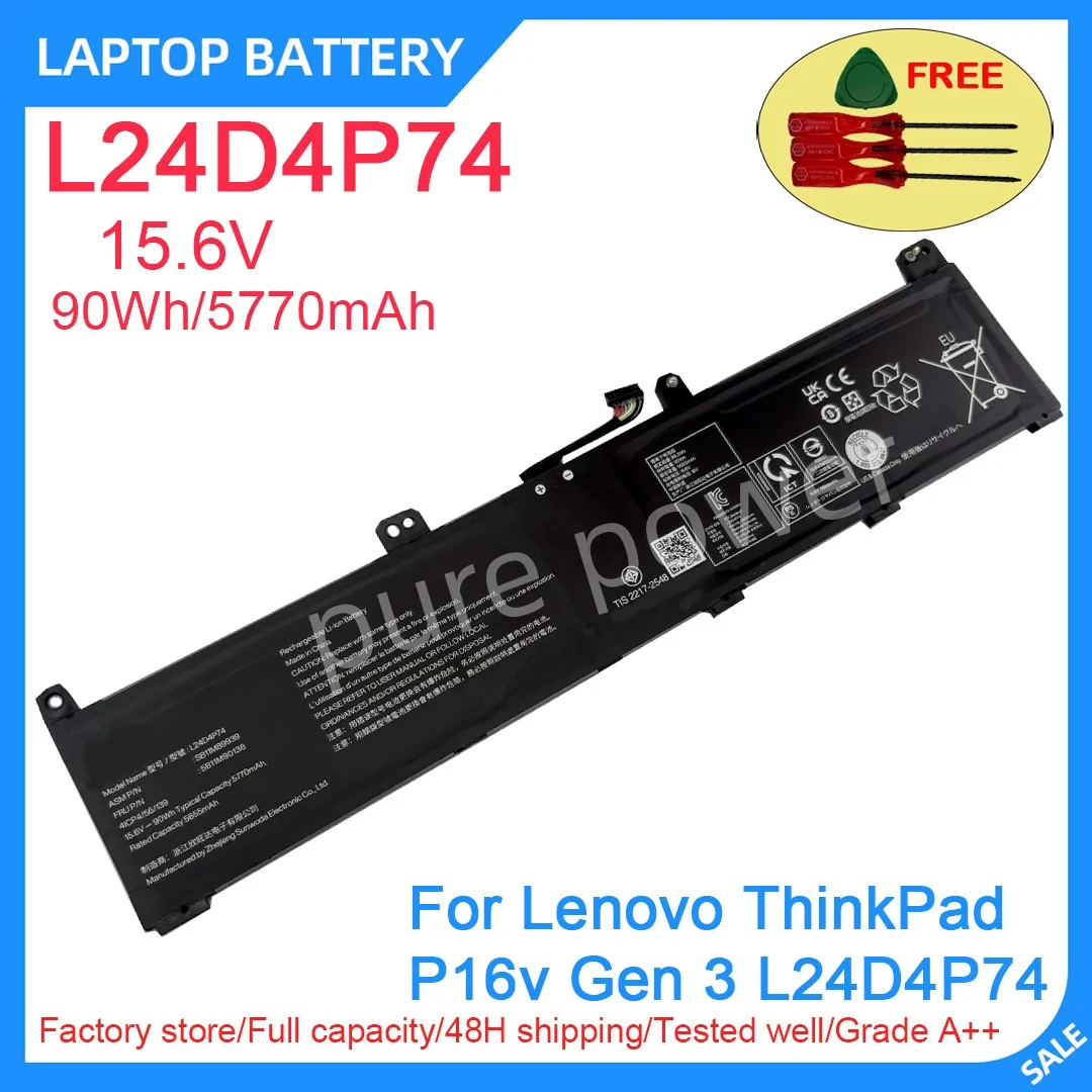New Laptop Battery L24D4P74 15.6V 90WH 5770mAh High Quality For Lenovo ThinkPad P16v Gen 3 L24D4P74
New Laptop Battery L24D4P74 15.6V 90WH 5770mAh High Quality For Lenovo ThinkPad P16v Gen 3 L24D4P74