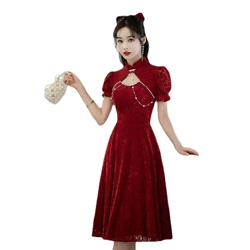Платье Cheongsam Toast для невесты, новинка 2022, летнее обручальное платье винно-красного цвета, женское платье, маленькое вечернее платье, вечерние платья
Платье Cheongsam Toast для невесты, новинка 2022, летнее обручальное платье винно-красного цвета, женское платье, маленькое вечернее платье, вечерние платья