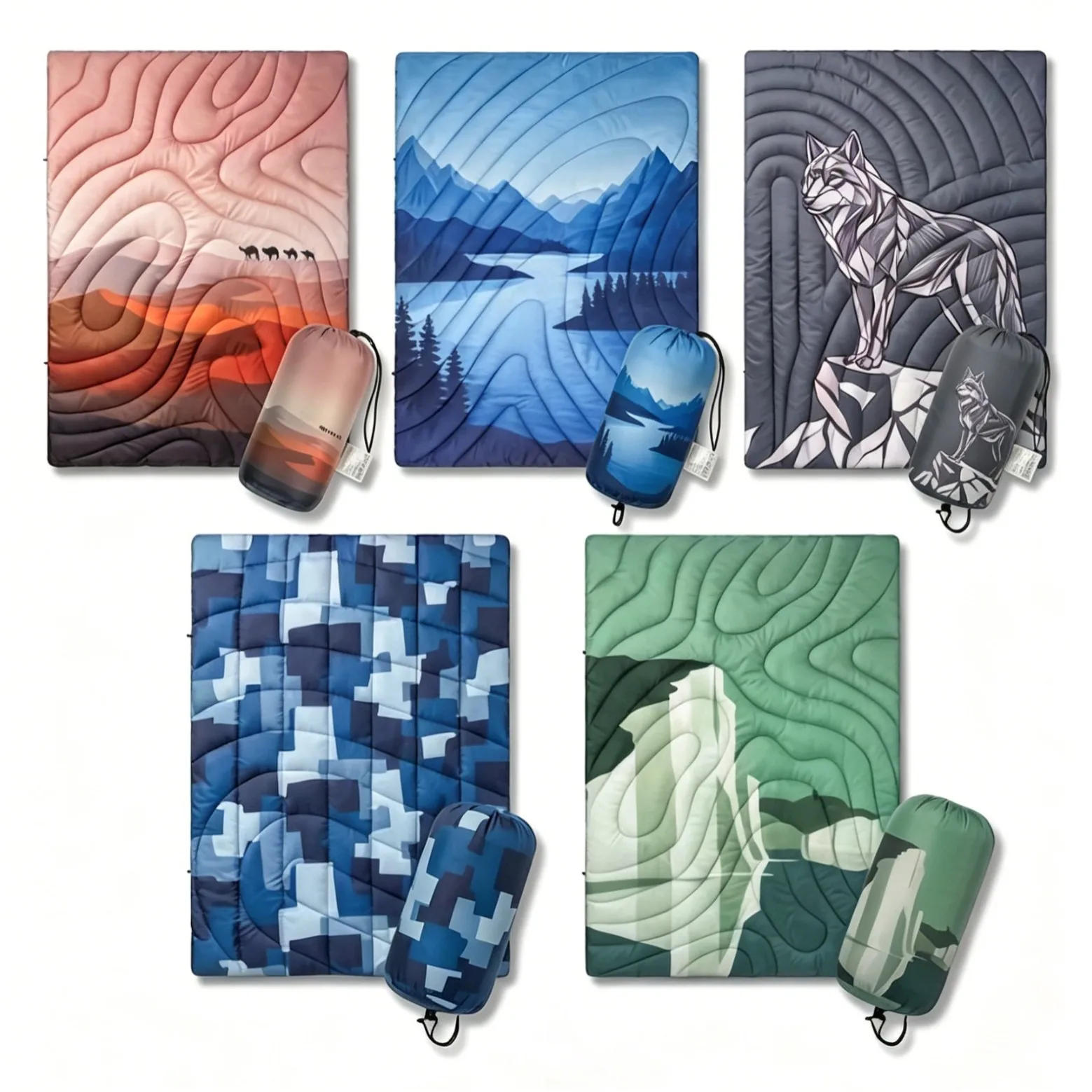 Ultralight Camping Blanket Packable Down Alternative Puffy Printed Wearable Blanket Weatherproof Quilt for Outdoor (79"L x 55”W)
Ultralight Camping Blanket Packable Down Alternative Puffy Printed Wearable Blanket Weatherproof Quilt for Outdoor (79"L x 55”W)