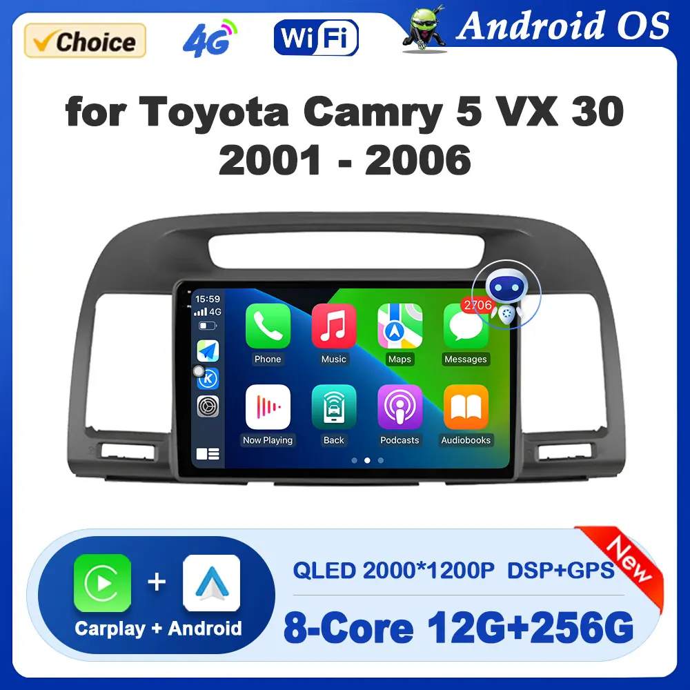 Car Multimedia Radio Video Player GPS Navigation DSP Stereo for Toyota Camry 5 VX 30 2001 - 2006 Android OS Autoradio Auto Tools
Car Multimedia Radio Video Player GPS Navigation DSP Stereo for Toyota Camry 5 VX 30 2001 - 2006 Android OS Autoradio Auto Tools