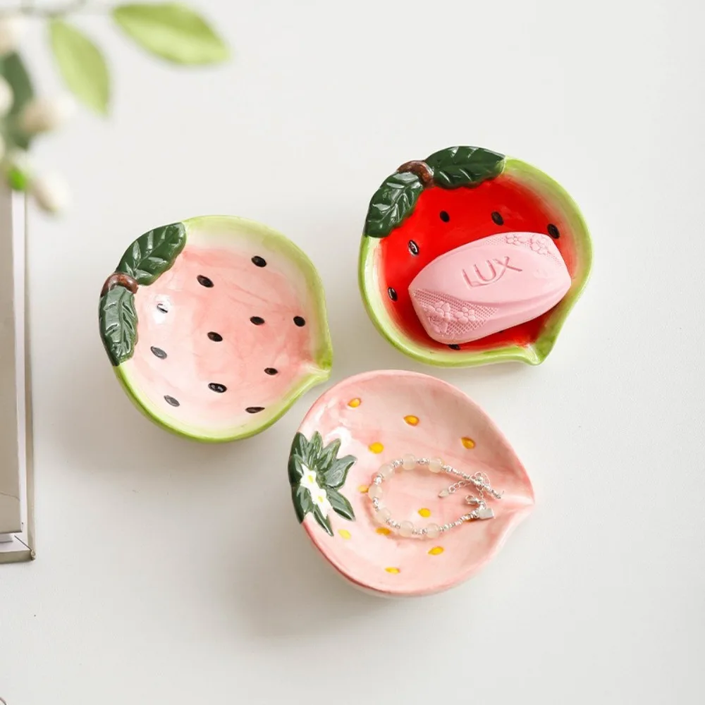 Tray Container Cute Ceramic Soap Box Strawberry Watermelon Soap Tray Decorative Luxury Style Portable Soap Dish Holder Sink
Tray Container Cute Ceramic Soap Box Strawberry Watermelon Soap Tray Decorative Luxury Style Portable Soap Dish Holder Sink
