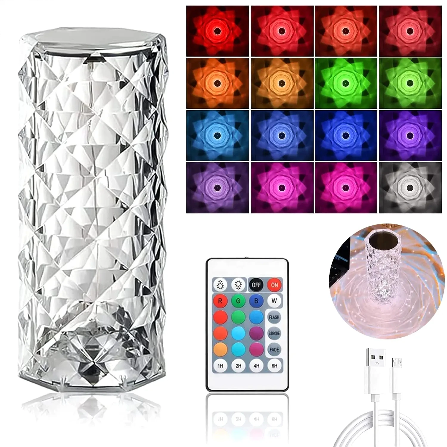 3/16 Colors LED Crystal Table Lamp Rose Light Projector Touch Romantic Diamond Atmosphere Light USB LED Night Light for Bedroom
3/16 Colors LED Crystal Table Lamp Rose Light Projector Touch Romantic Diamond Atmosphere Light USB LED Night Light for Bedroom