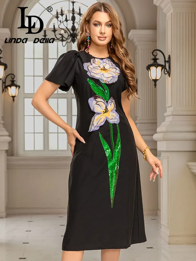LD LINDA DELLA 2025 Spring/Summer New Short Sleeve Retro Embroidered sequin Flower Elegant Dress Women's Round Neck Ethnic Style
LD LINDA DELLA 2025 Spring/Summer New Short Sleeve Retro Embroidered sequin Flower Elegant Dress Women's Round Neck Ethnic Style