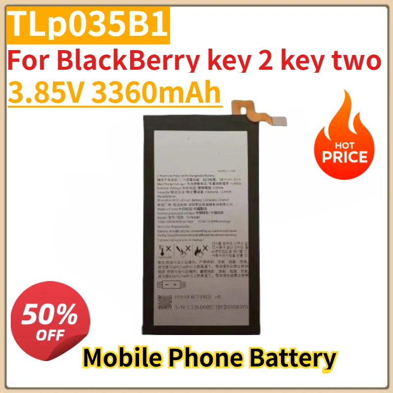 High Quality New TLp035B1 Mobile Phone Battery 3.85V 3360mAh For BlackBerry key 2 key two
High Quality New TLp035B1 Mobile Phone Battery 3.85V 3360mAh For BlackBerry key 2 key two