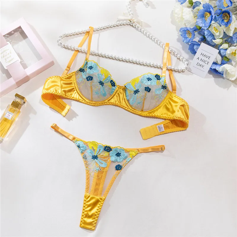 Lace Bra Brief Sets Sexy Flowers Embroidery Underwire Romantic Lingerie Fairy Seamless Ultra Thin Underwear Female Exotic Set
Lace Bra Brief Sets Sexy Flowers Embroidery Underwire Romantic Lingerie Fairy Seamless Ultra Thin Underwear Female Exotic Set