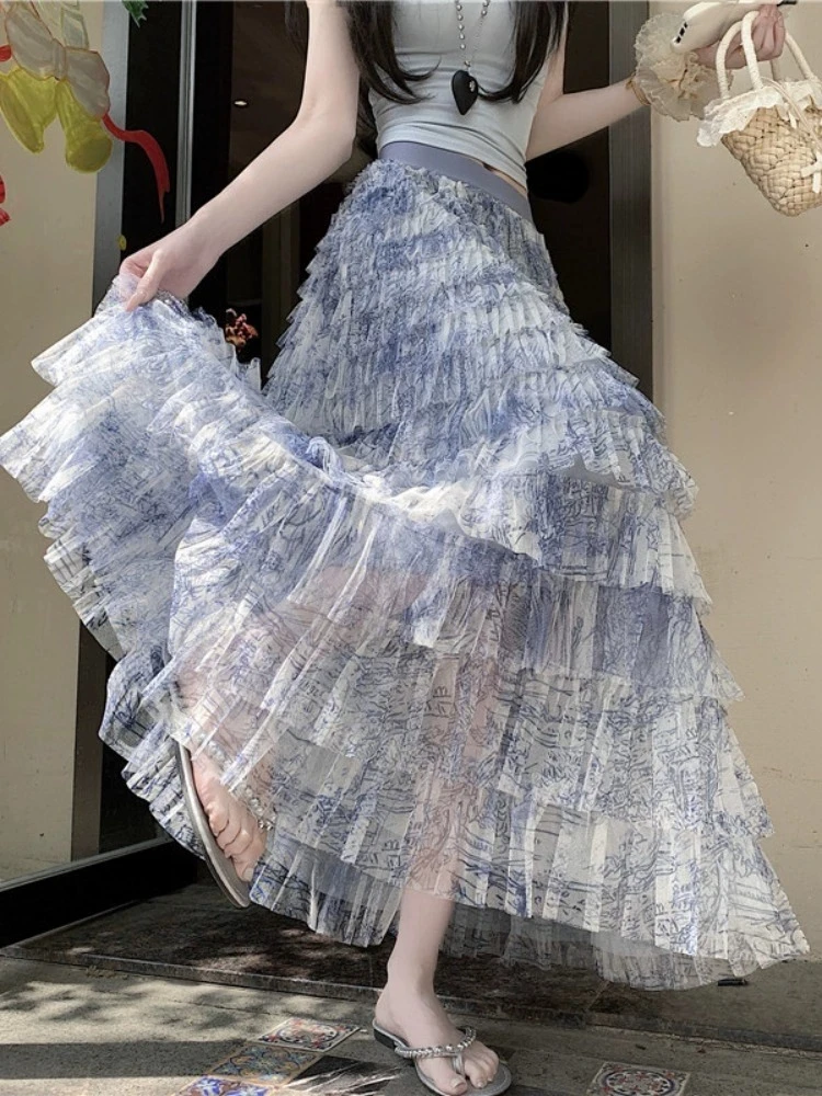 Юбка-миди с художественным дизайном Tie Dye для женщин, летняя сетчатая юбка-тортик с высокой талией, супер фея трапециевидной формы синего тона, пышные длинные юбки
Юбка-миди с художественным дизайном Tie Dye для женщин, летняя сетчатая юбка-тортик с высокой талией, супер фея трапециевидной формы синего тона, пышные длинные юбки