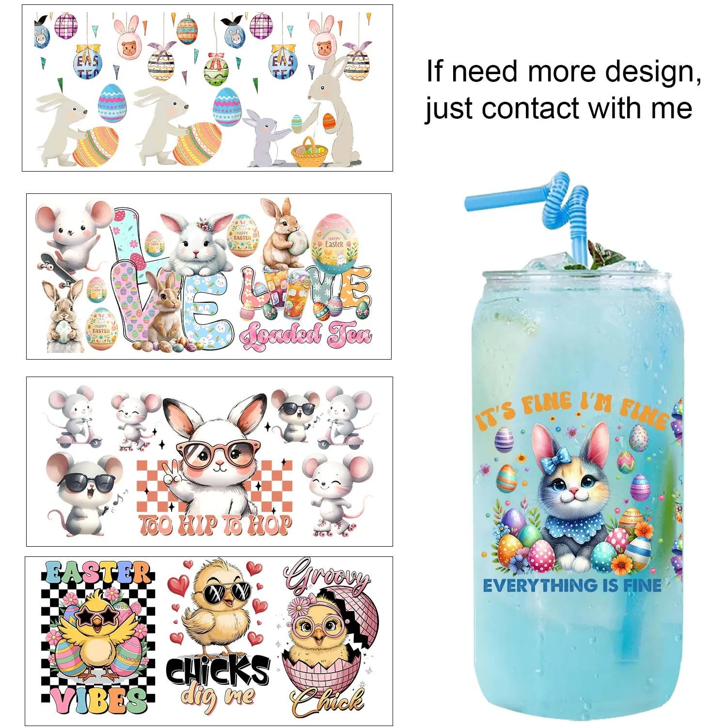 10 sheets Easter Bunny Style UV transfer sticker Party DIY Decals 3D transfers uvdtf tumbler seal stickers 16oz uv dtf cup wraps
10 sheets Easter Bunny Style UV transfer sticker Party DIY Decals 3D transfers uvdtf tumbler seal stickers 16oz uv dtf cup wraps