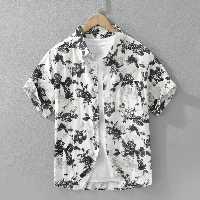 Men's Printed Short Sleeve Breathable Cotton Shirt Casual Loose Fit Fashionable Top for Daily Wear Comfortable Cotton Shirt
Men's Printed Short Sleeve Breathable Cotton Shirt Casual Loose Fit Fashionable Top for Daily Wear Comfortable Cotton Shirt