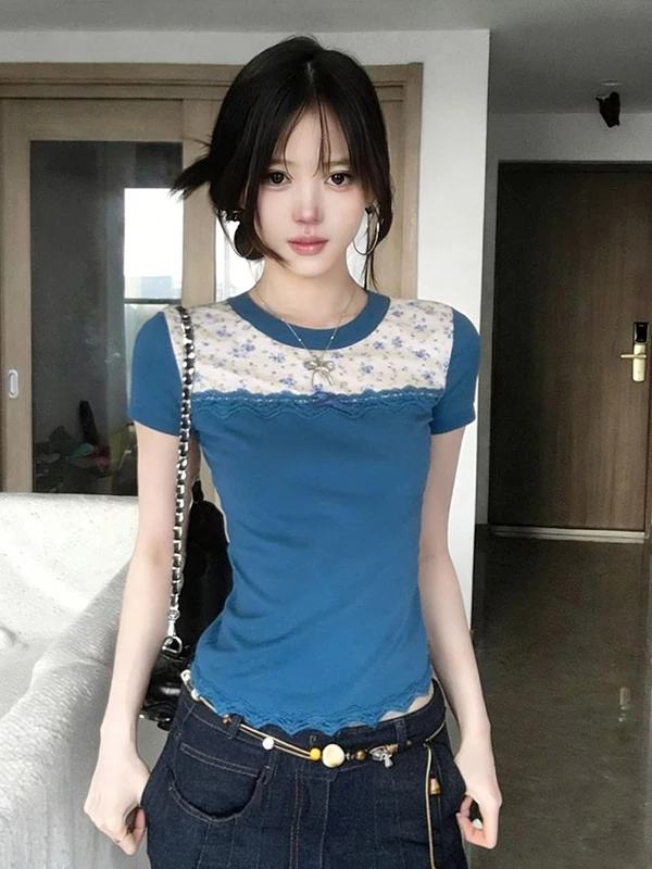 Korean Style Pure Desire Lace Splice Floral Short Sleeve T-Shirt Women's Summer New Slimming Design Unique Top Breathable Cas...
Korean Style Pure Desire Lace Splice Floral Short Sleeve T-Shirt Women's Summer New Slimming Design Unique Top Breathable Cas...