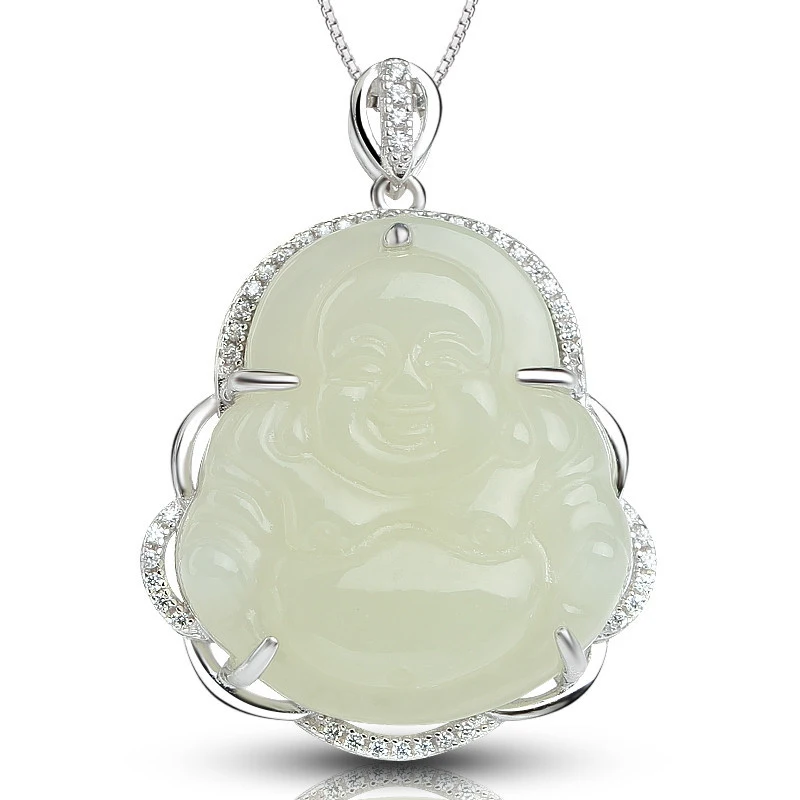 Hotan White Jade Pendant 925 Silver Laughing Buddha Jadeite
Hotan White Jade Pendant 925 Silver Laughing Buddha Jadeite