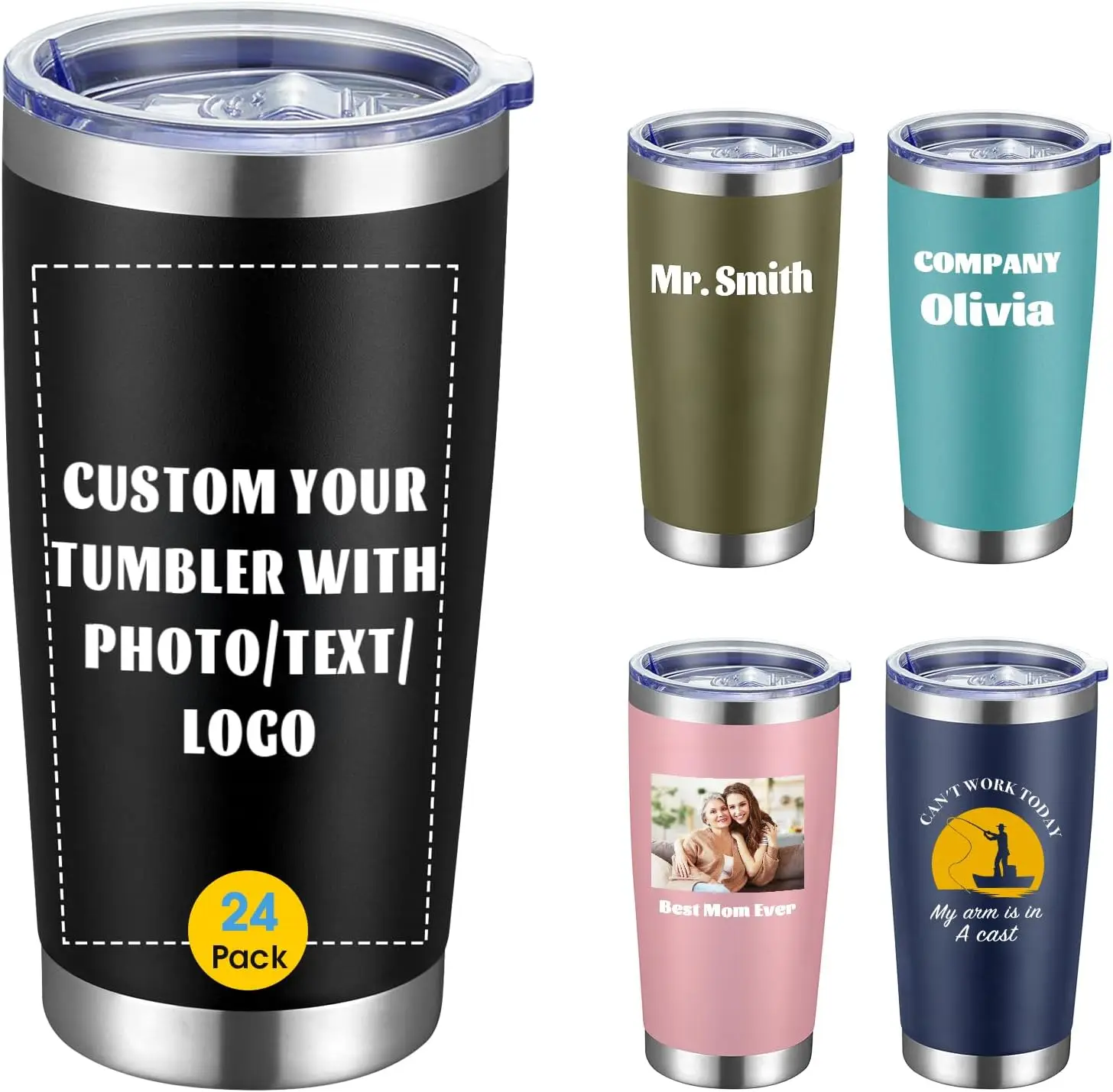 Personalized 20oz Tumbler, Double-Wall Vacuum Insulated Tumbler with Lid, Stainless Steel Tumbler Cup Custom with Text Photo Log
Personalized 20oz Tumbler, Double-Wall Vacuum Insulated Tumbler with Lid, Stainless Steel Tumbler Cup Custom with Text Photo Log