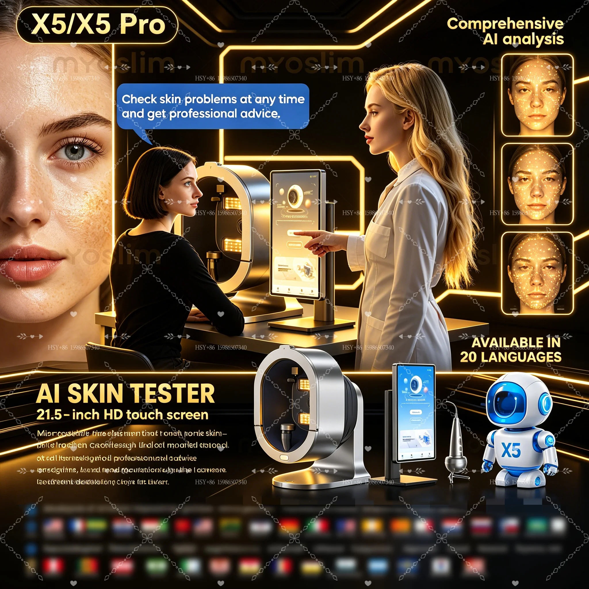 21.5 inch X5 Pro Skin Analyzer AI Intelligent Image Skin Analysis Scanner Magic Mirror 3D Digital Facial Analysis Machine
21.5 inch X5 Pro Skin Analyzer AI Intelligent Image Skin Analysis Scanner Magic Mirror 3D Digital Facial Analysis Machine