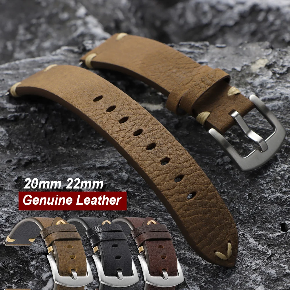 20mm 22mm Universal Genuine Cowhide Watch Band Metal Buckle Vintage Brown Black Straps for Men Women Bracelet Belt Accessories
20mm 22mm Universal Genuine Cowhide Watch Band Metal Buckle Vintage Brown Black Straps for Men Women Bracelet Belt Accessories