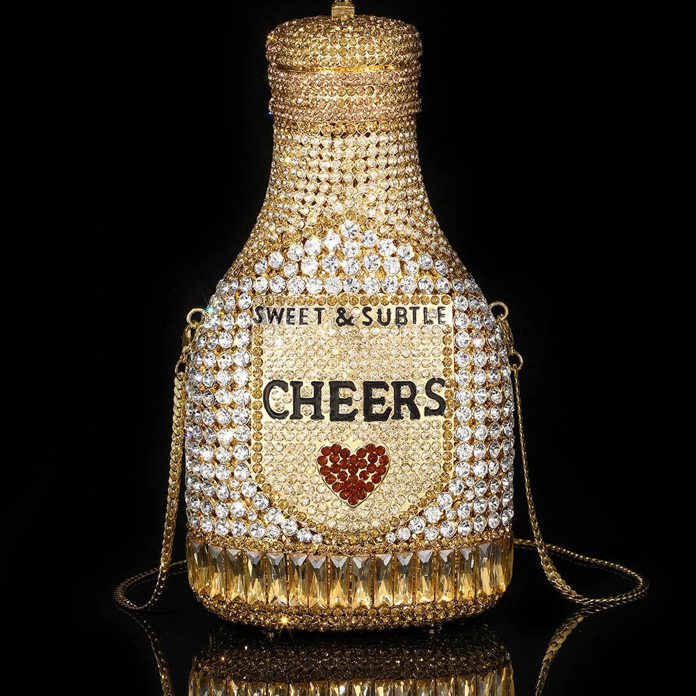 12 Colors Women Bottle CHEERS Crystal Evening Bag Lady Diamond Wedding Bridal Purses Female Rhinestone Party Prom Clutches Bags
12 Colors Women Bottle CHEERS Crystal Evening Bag Lady Diamond Wedding Bridal Purses Female Rhinestone Party Prom Clutches Bags
