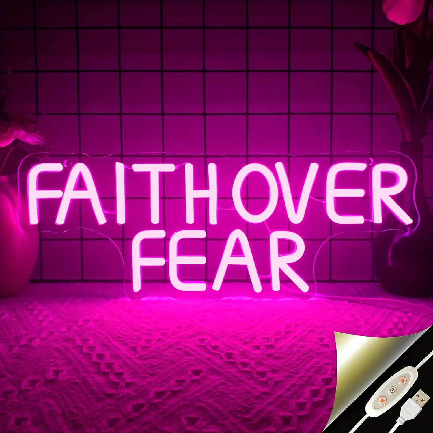 Faith Over Fear neon sign, for men's lounge, bedroom, birthday party and classroom background decoration
Faith Over Fear neon sign, for men's lounge, bedroom, birthday party and classroom background decoration