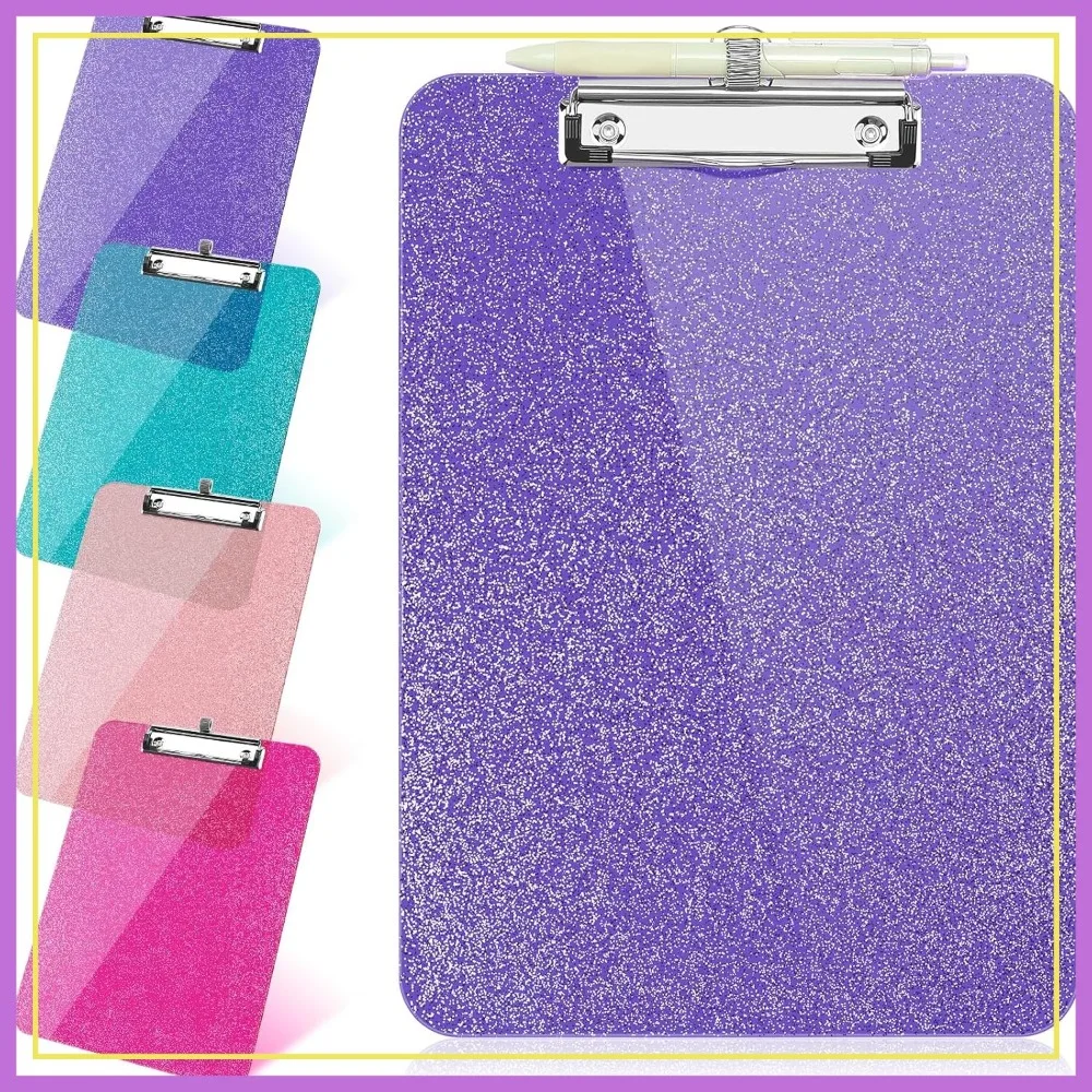 1 Pcs Clear Glitter Clipboard with Pen Holder, 8.85x12.4 in, Sparkly Low Profile Clip, Purple
1 Pcs Clear Glitter Clipboard with Pen Holder, 8.85x12.4 in, Sparkly Low Profile Clip, Purple