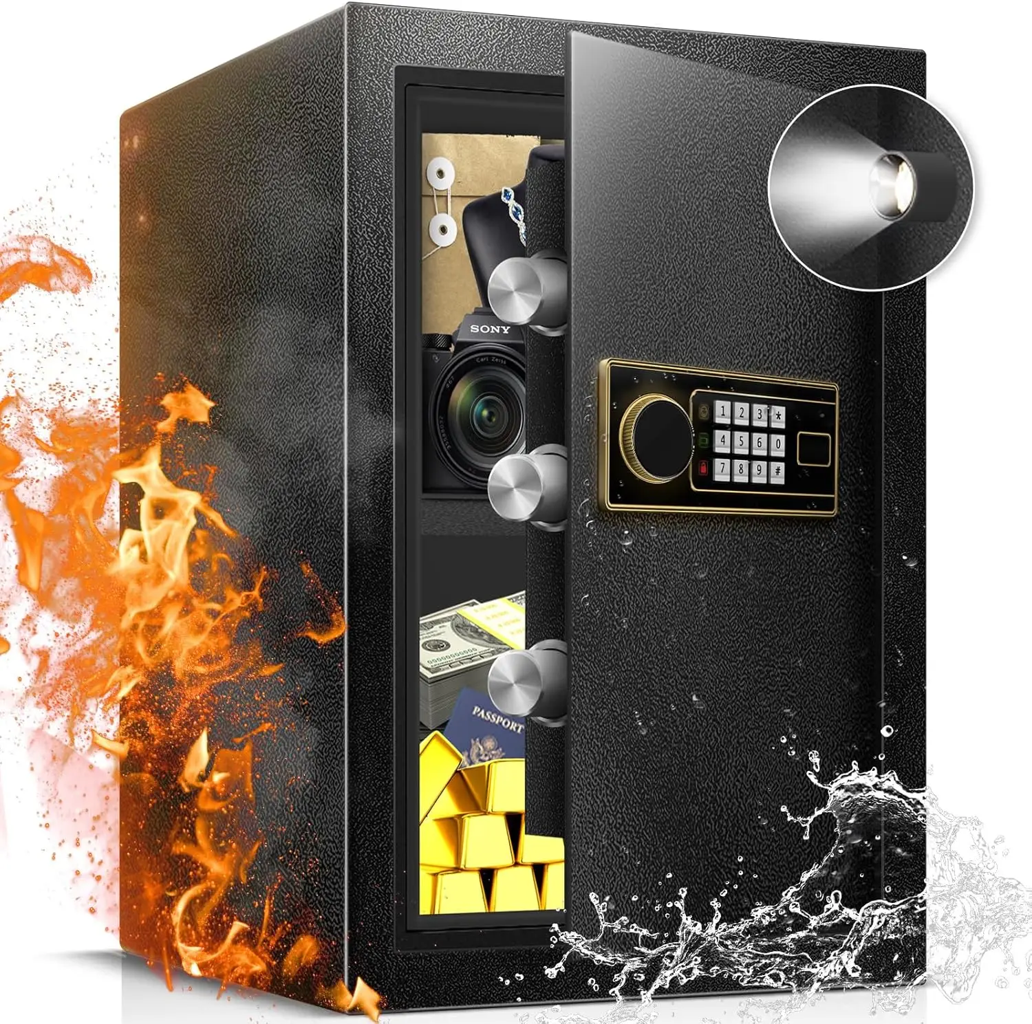 Огнестойкий сейф 2,2 куб. фута для дома — стальной замок для офисной и домашней безопасности, цифровая электронная клавиатура, сигнализация и Rem
Огнестойкий сейф 2,2 куб. фута для дома — стальной замок для офисной и домашней безопасности, цифровая электронная клавиатура, сигнализация и Rem