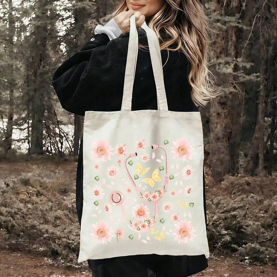 Floral Stethoscope Print Canvas Tote Bag For Women Casual Shoulder Bag
Floral Stethoscope Print Canvas Tote Bag For Women Casual Shoulder Bag