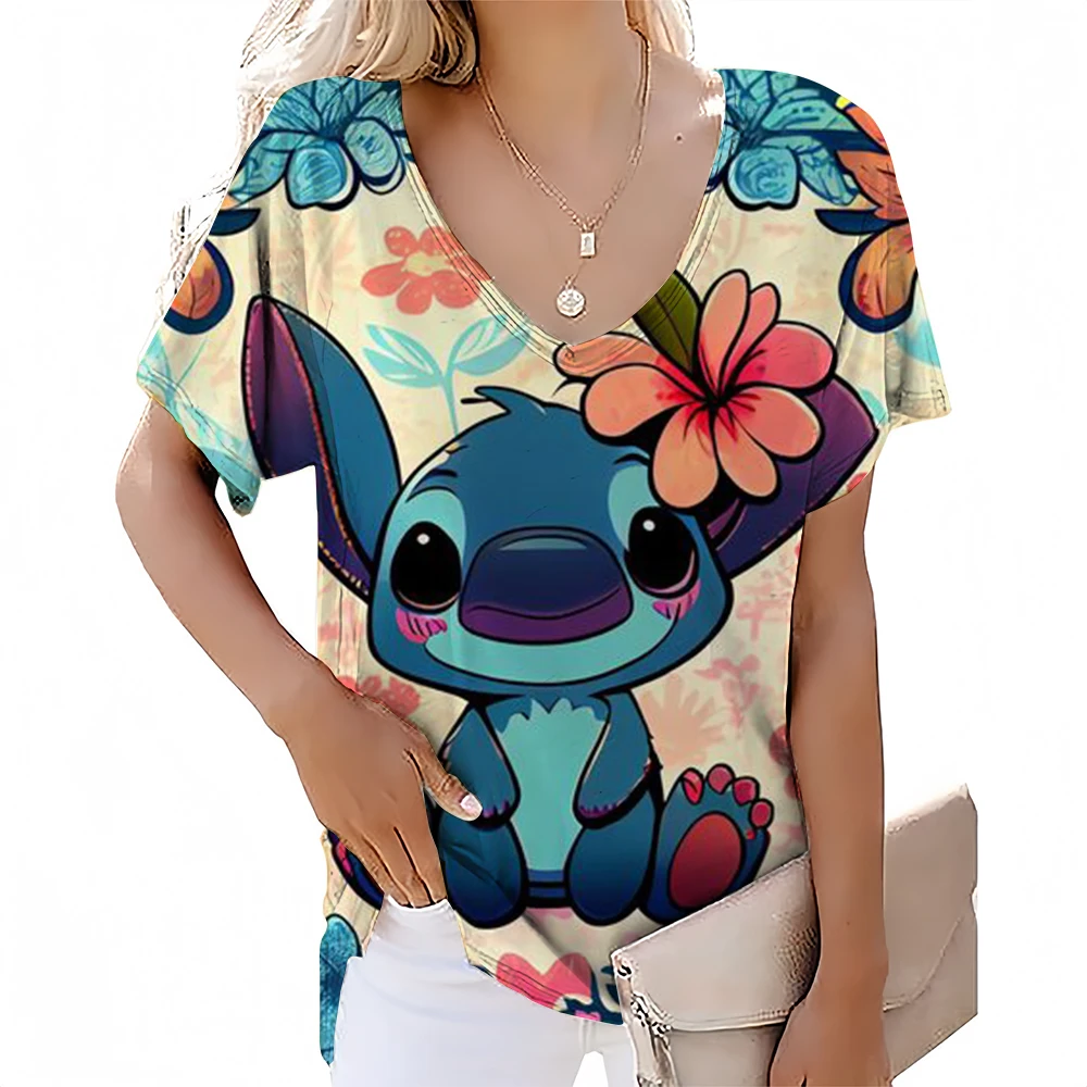 Женская футболка Y2k с принтом Disney Stitch, топы с v-образным вырезом и короткими рукавами, летняя модная блузка, женская одежда в стиле Харадзюку, негабаритная повседневная одежда
Женская футболка Y2k с принтом Disney Stitch, топы с v-образным вырезом и короткими рукавами, летняя модная блузка, женская одежда в стиле Харадзюку, негабаритная повседневная одежда
