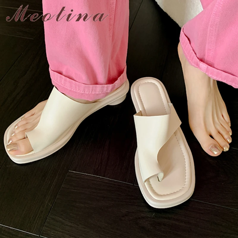 Meotina Women Genuine Leather Thong Slides Round Toe Concise Design Sandals Casual Slippers Ladies Fashion Shoes Summer Beige 40
Meotina Women Genuine Leather Thong Slides Round Toe Concise Design Sandals Casual Slippers Ladies Fashion Shoes Summer Beige 40