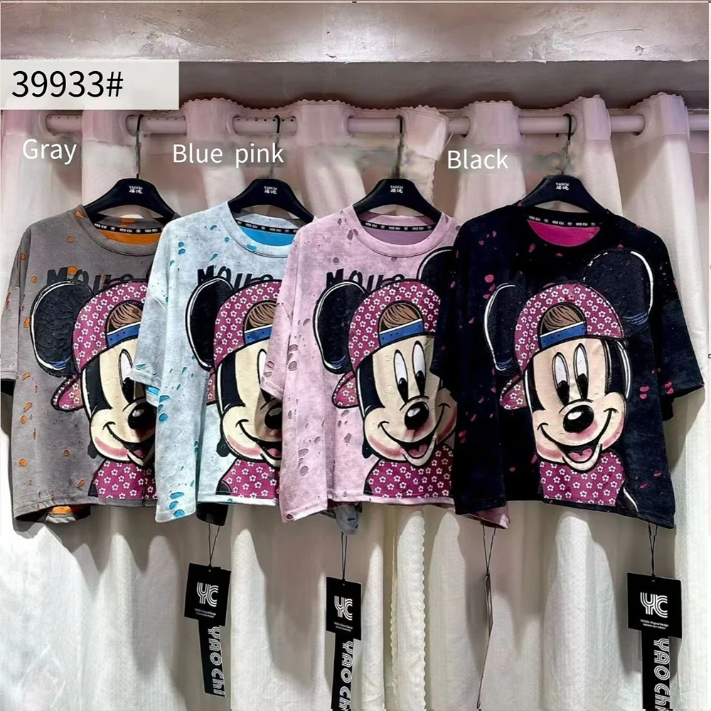Vintage New Spring/summer Women's Short Sleeved T-Shirt Paired with Mickey Print Round Neck Pullover, Comfortable Casual Top
Vintage New Spring/summer Women's Short Sleeved T-Shirt Paired with Mickey Print Round Neck Pullover, Comfortable Casual Top