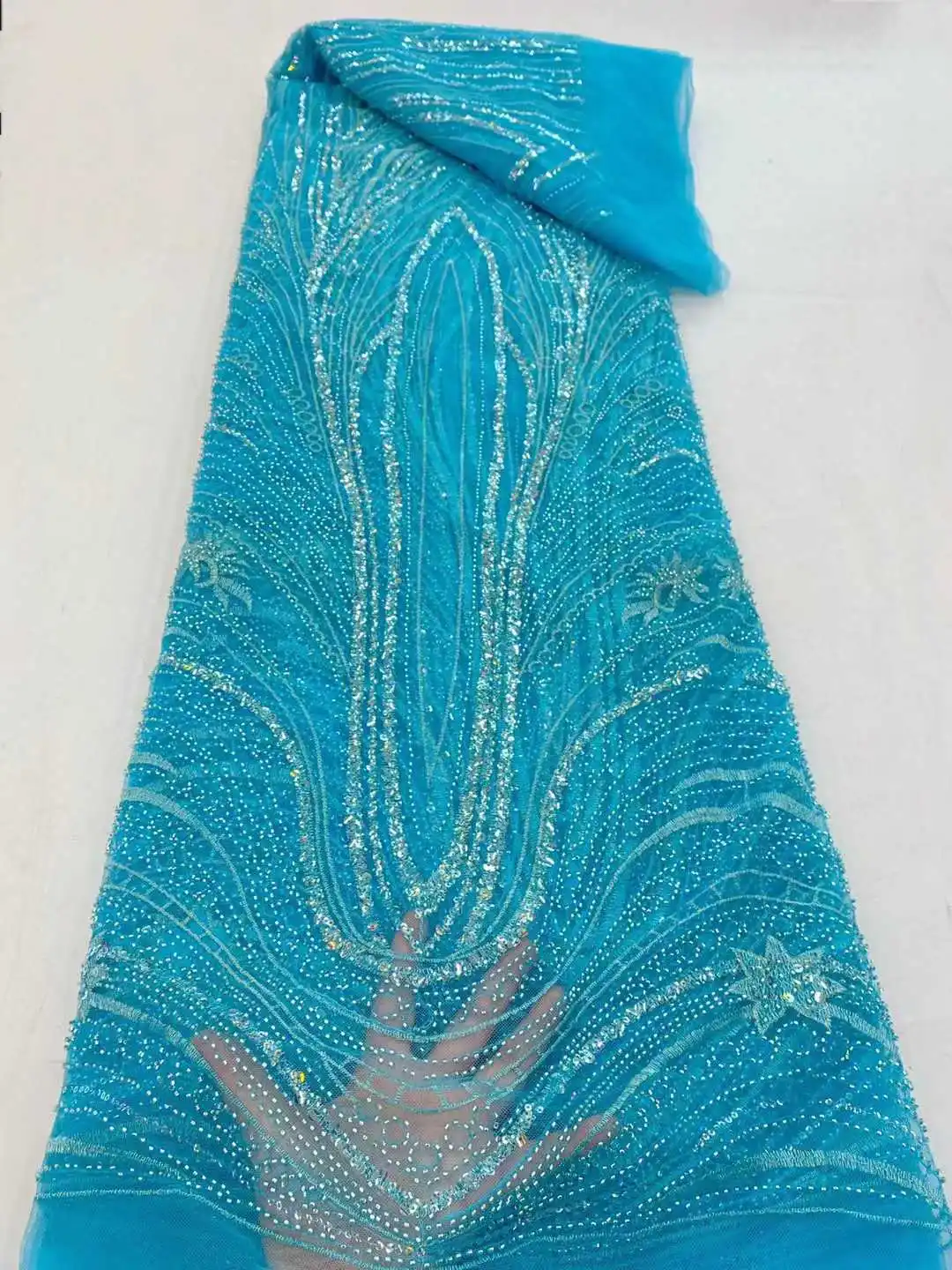 High Quality African Tulle Lace Fabric With Handmade Beads Nigerian Sequin Laces Fabrics for Party SZ0460
High Quality African Tulle Lace Fabric With Handmade Beads Nigerian Sequin Laces Fabrics for Party SZ0460