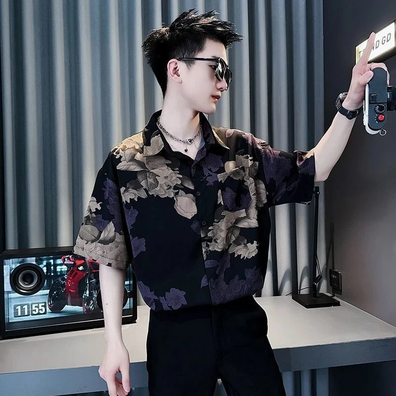 Summer Casual Men's Shirt Loose Fit Retro American Inspired Short Sleeve Top with Chinese Print New Vintage Fashion Outerwear
Summer Casual Men's Shirt Loose Fit Retro American Inspired Short Sleeve Top with Chinese Print New Vintage Fashion Outerwear