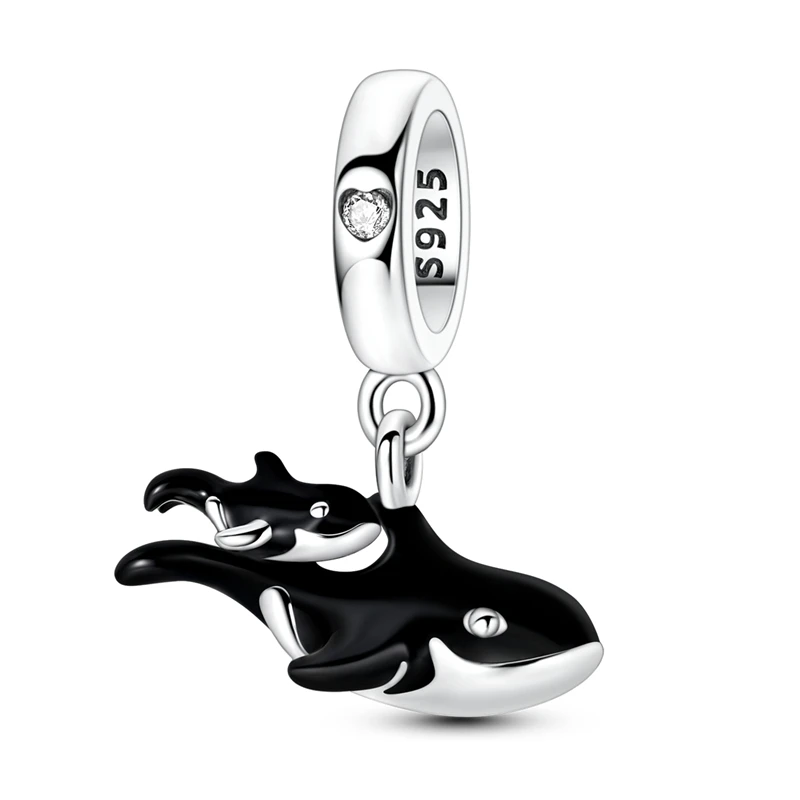 925 Sterling Silver Charms Bead Mother and Calf Orca Dangle Fit Original Bracelet Women Jewelry Gift
925 Sterling Silver Charms Bead Mother and Calf Orca Dangle Fit Original Bracelet Women Jewelry Gift