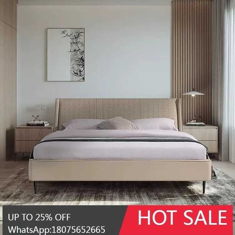 HLZ Italian Style Light Luxury Large Backrest Genuine Leather Bed High-end Master Modern 1.8m Minimalist Bed New Model
HLZ Italian Style Light Luxury Large Backrest Genuine Leather Bed High-end Master Modern 1.8m Minimalist Bed New Model