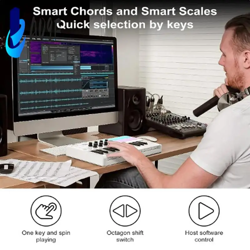 A09F-M-VAVE 25-Key MIDI Keyboard Controller Intelligent Portable Composition Drum Pad Electronic Music Flute Controller Suitable 
A09F-M-VAVE 25-Key MIDI Keyboard Controller Intelligent Portable Composition Drum Pad Electronic Music Flute Controller Suitable