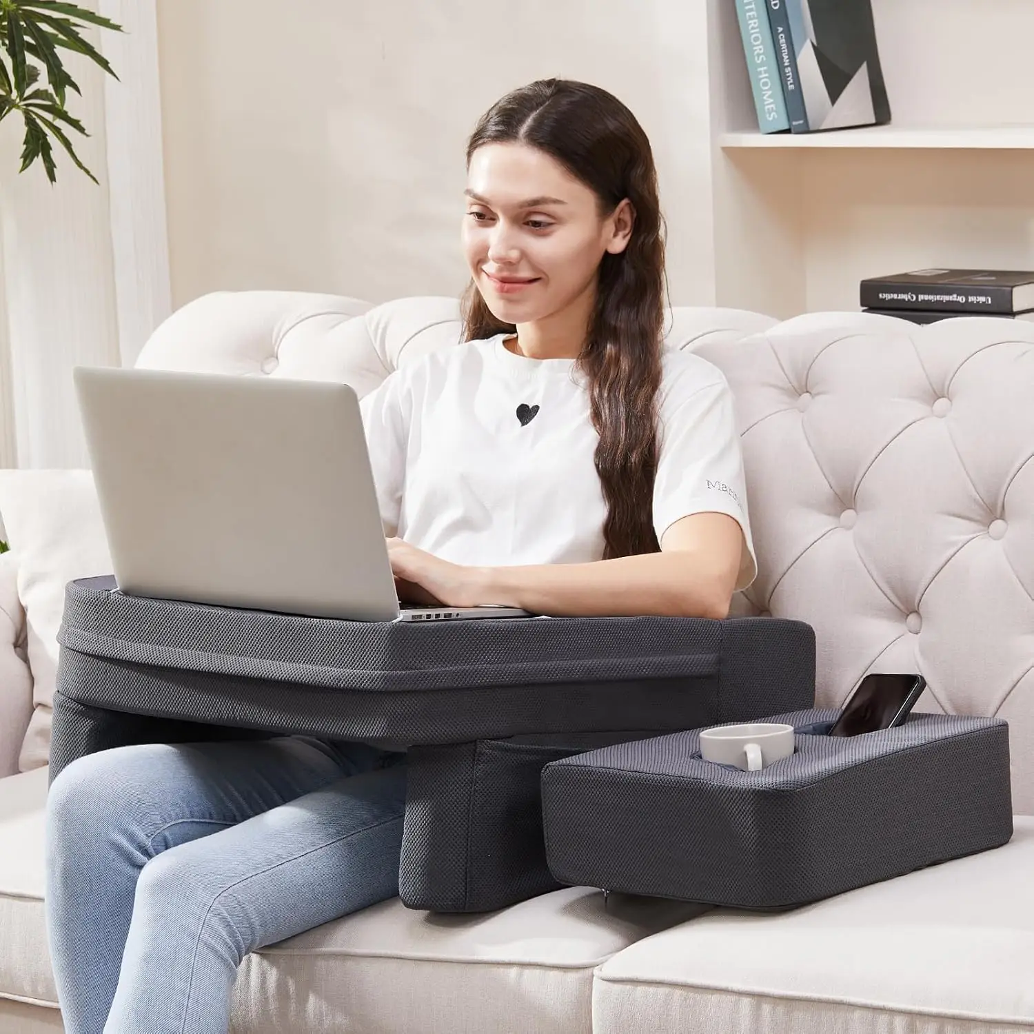 Memory Foam Lap Desk Pillow with Cup Holder for Laptop, Reading, Gaming on Couch or Bed - Grey
Memory Foam Lap Desk Pillow with Cup Holder for Laptop, Reading, Gaming on Couch or Bed - Grey