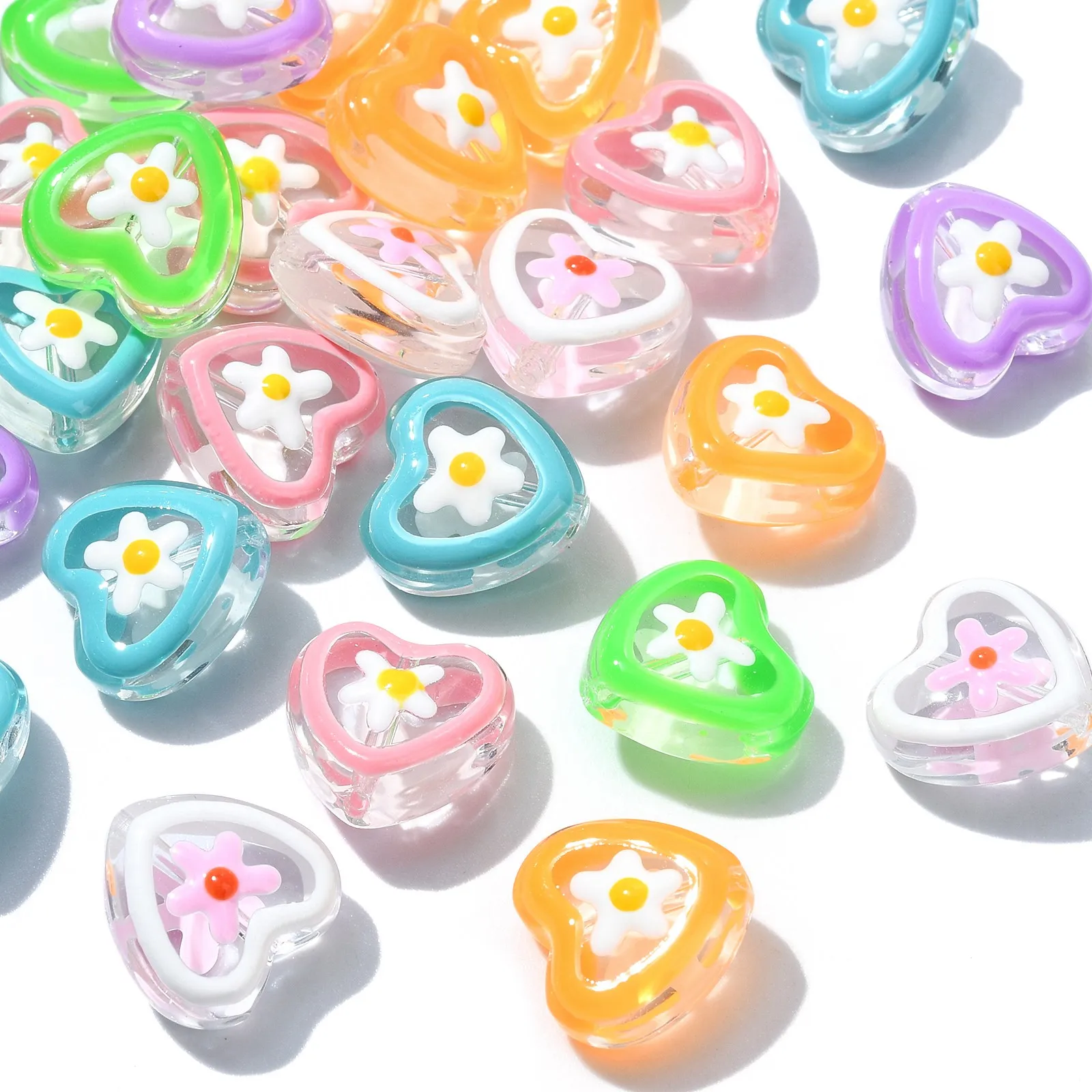 Pandahall 30Pcs 6 Colors Handmade Bumgy Bubblegum Beads Glass Heart Beads with Flower Pattern for Bracelet Necklace Making
Pandahall 30Pcs 6 Colors Handmade Bumgy Bubblegum Beads Glass Heart Beads with Flower Pattern for Bracelet Necklace Making