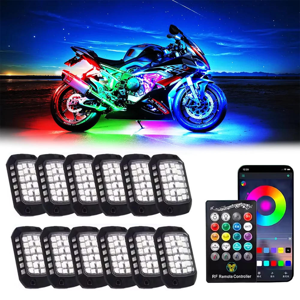 12P Motorcycle LED Light Kits,App Control Multicolor Waterproof Motorcycle LED Strip Light with RF Remote,Music Sync Multi Color
12P Motorcycle LED Light Kits,App Control Multicolor Waterproof Motorcycle LED Strip Light with RF Remote,Music Sync Multi Color