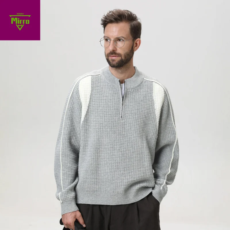 【Mirrordust】Men's Autumn Winter Mesh Texture Half-Zip Sweater Imitation Deer Hair Color-Block Soft Warm Knitwear
【Mirrordust】Men's Autumn Winter Mesh Texture Half-Zip Sweater Imitation Deer Hair Color-Block Soft Warm Knitwear