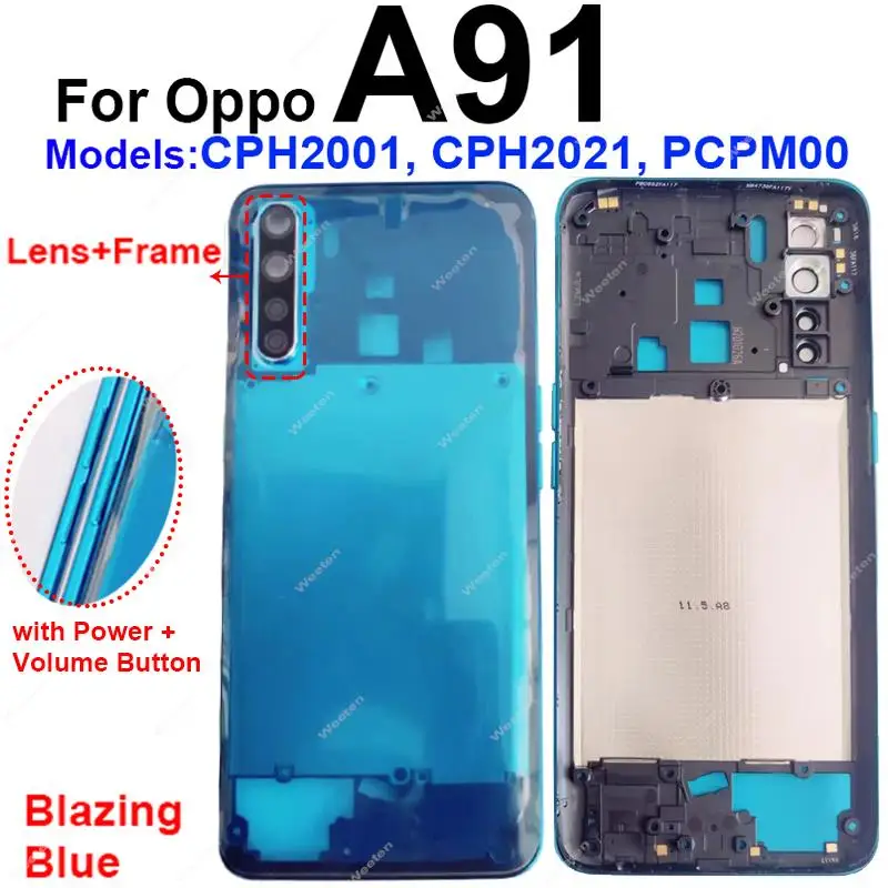 Middle Housing For OPPO A91 4G Middle Frame Bezel Cover with Side Button Camera Lens Frame Repair Parts
Middle Housing For OPPO A91 4G Middle Frame Bezel Cover with Side Button Camera Lens Frame Repair Parts