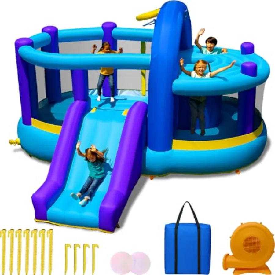 Whack-A-Play Inflatable Bounce House with Basketball Hoop Slide and Quick Inflate Blower: Recommended Age 3-8 Blue/Purple and Y
Whack-A-Play Inflatable Bounce House with Basketball Hoop Slide and Quick Inflate Blower: Recommended Age 3-8 Blue/Purple and Y