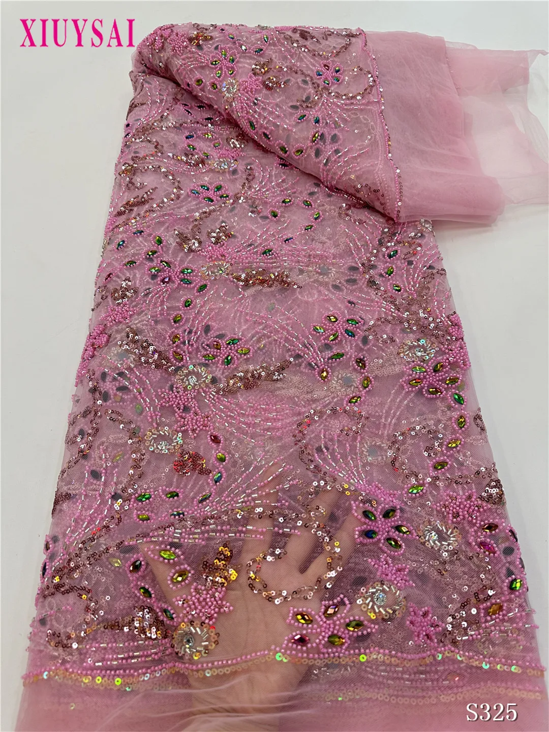 Pink France High-End Luxury Elegant Handmade Beaded Lace Fabric Nigerian With Sequins Beads Mesh Lace Fabric For Wedding Dress
Pink France High-End Luxury Elegant Handmade Beaded Lace Fabric Nigerian With Sequins Beads Mesh Lace Fabric For Wedding Dress
